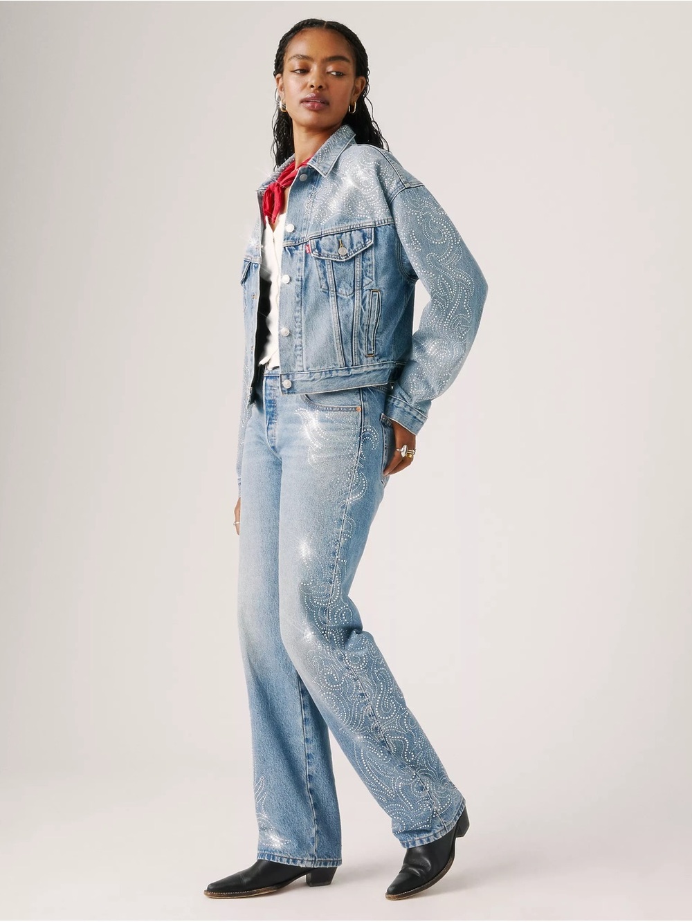 Beyonce X Levi’s Rhinestone SET💎 JACKET + 501 90s JEANS 👖 size M & size 28/32